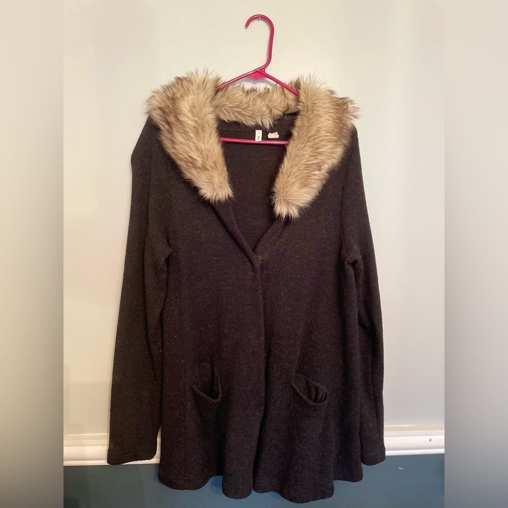 Fur collar cardigan from Anthropologie